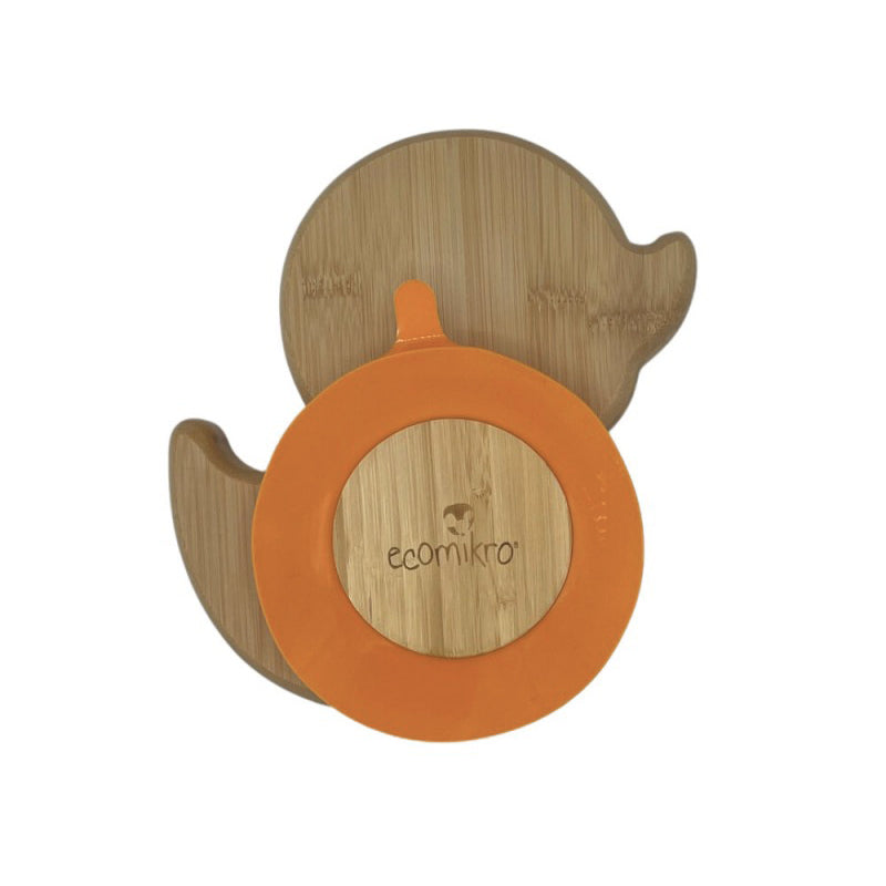 Piatto in Bambù con cucchiaio -papera  arancio